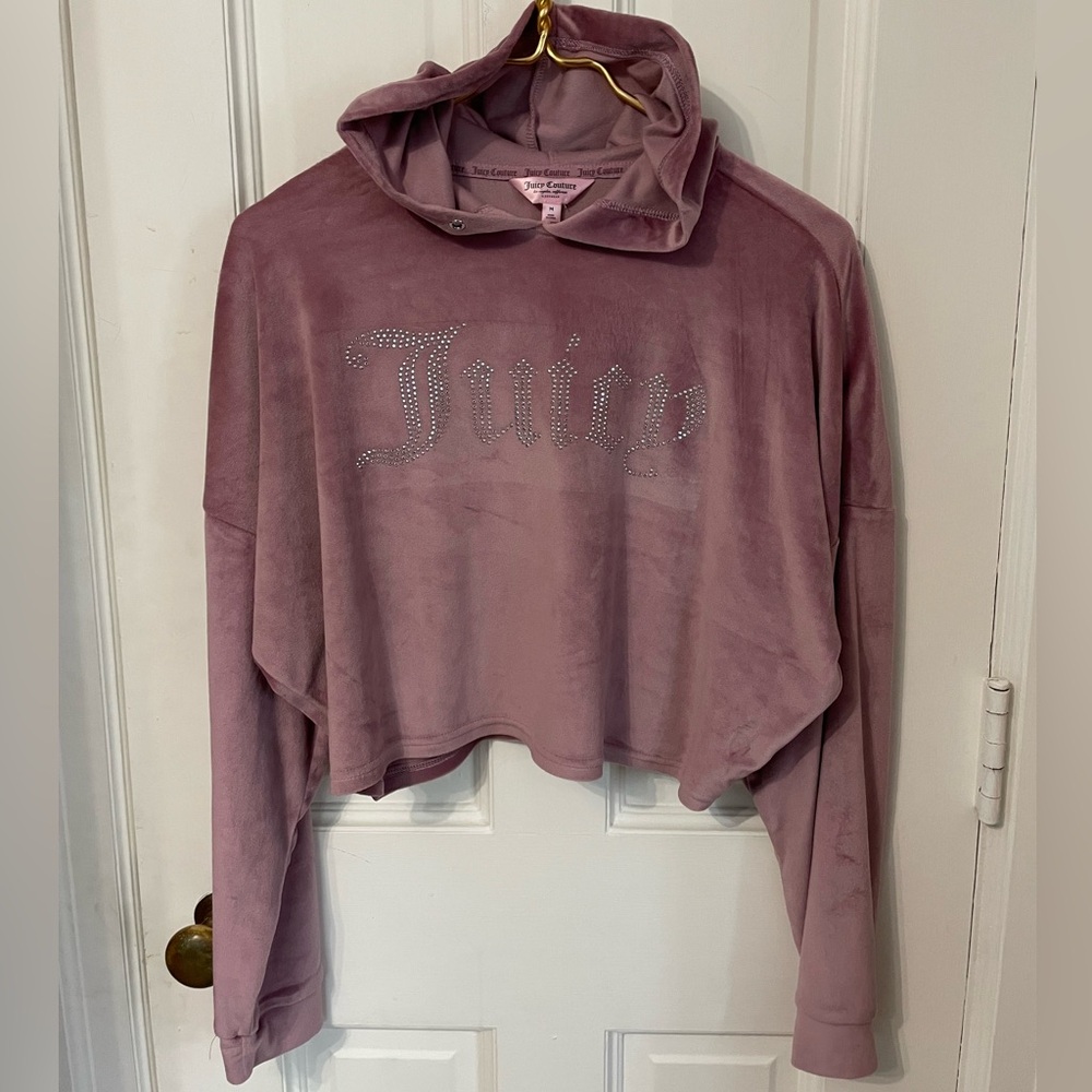 Juicy Couture Mauve Pink Sleep Logo Bling Hoodie. Size Medium. Pink Label